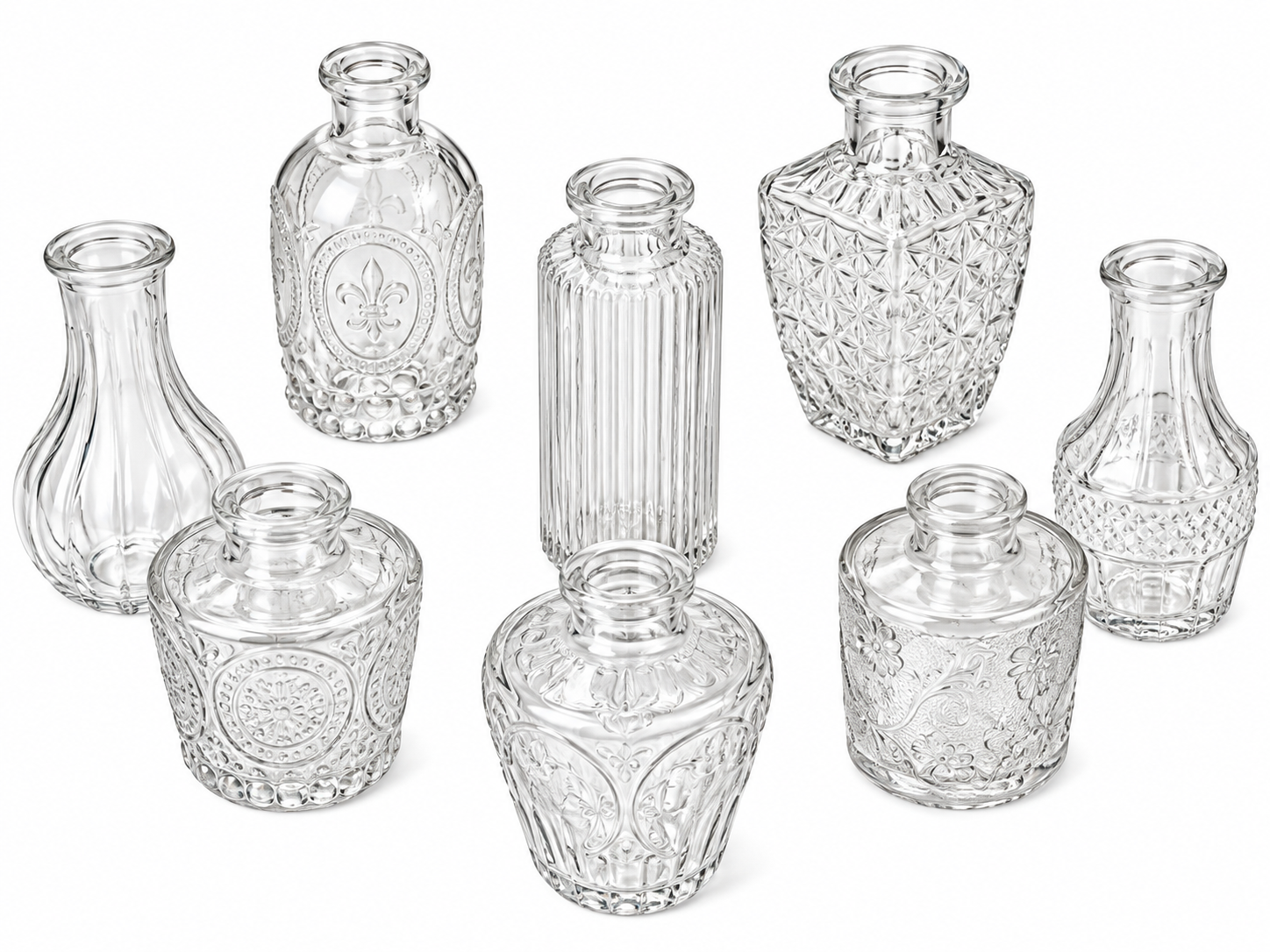 Small Bud Vases, Vintage clear glass